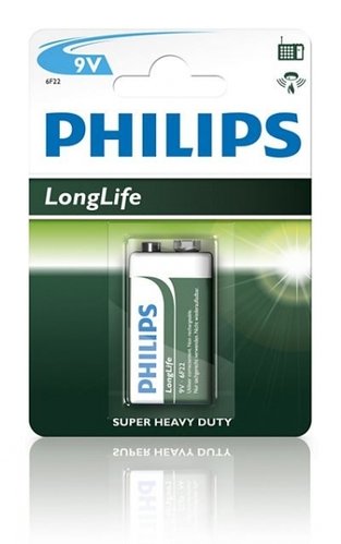 Philips LongLife 6F22L1B/10-E-Block-9Volt - 1er Blister